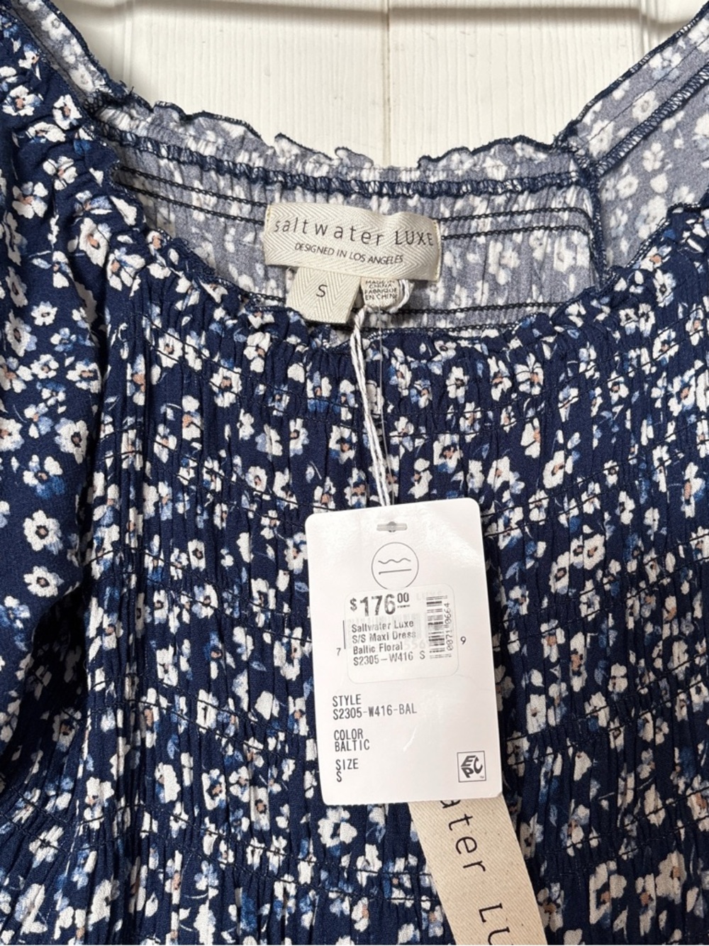 NWT Saltwater Luxe Blue & White Baltic Floral Tiered Skirt Maxi Dress Size Small - Picture 4 of 10